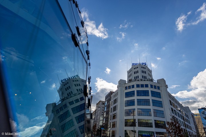 a view of a city with tall buildings in the background
